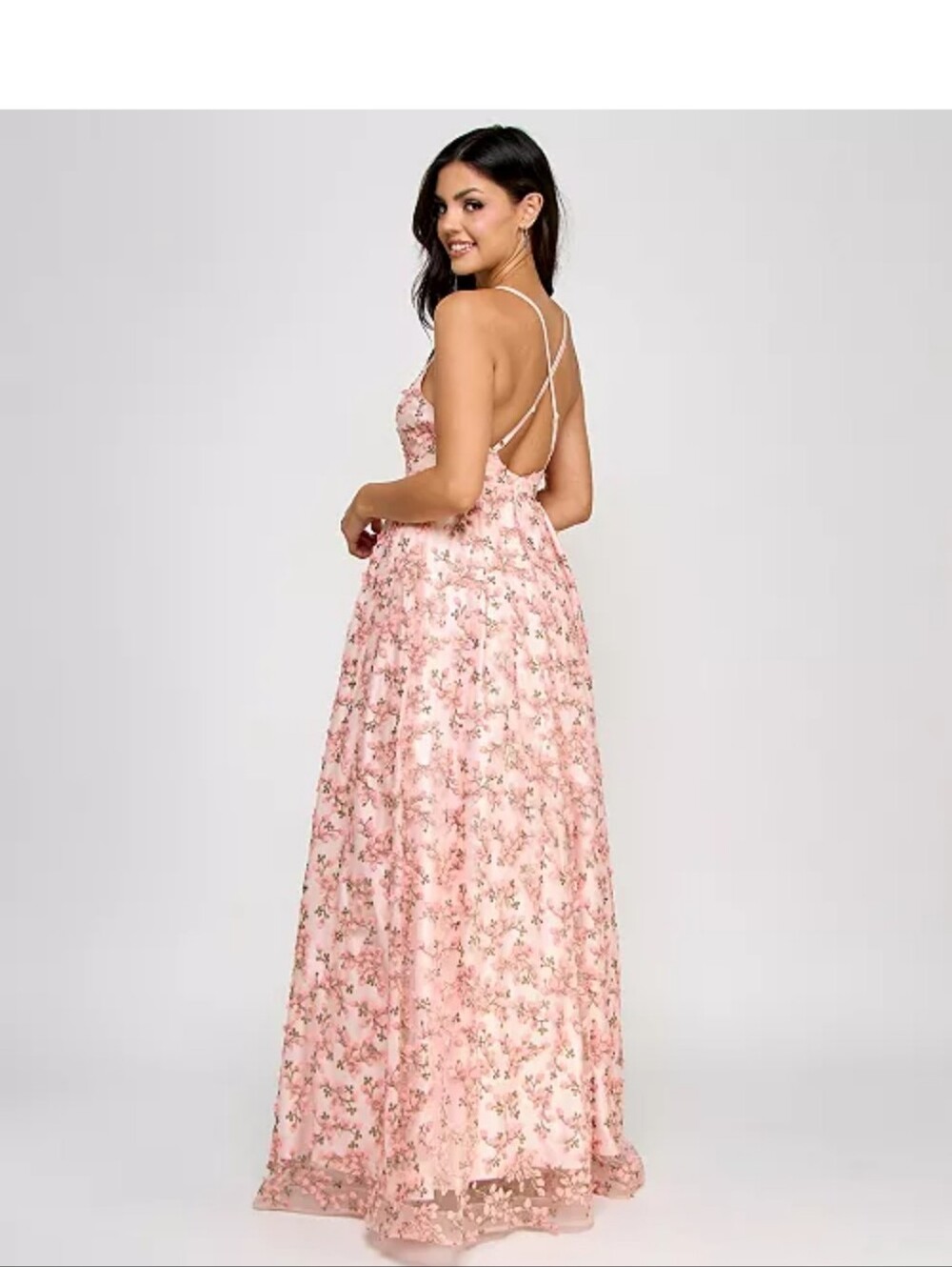BCX Embroidered Floral Tulle Maxi Dress Pink Prom Formal Gown Size 1 $199 - Picture 2 of 13